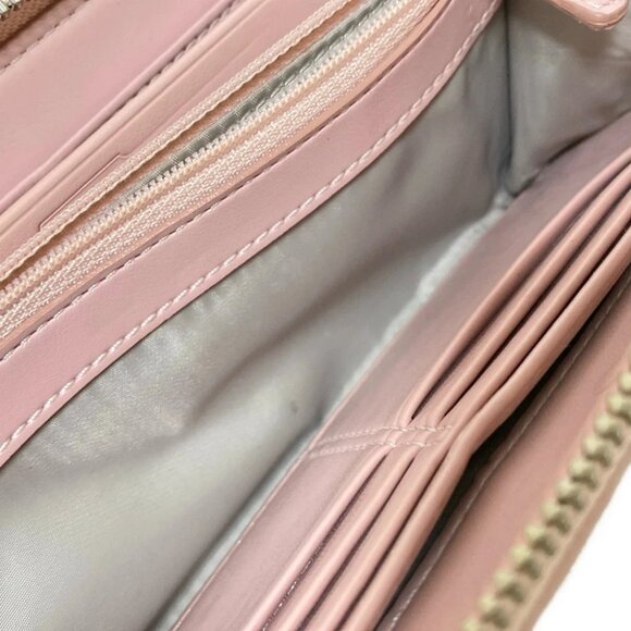 COACH Signature - Beige Light Pink Jacquard Leather Long Wallet - Picture 6 of 7
